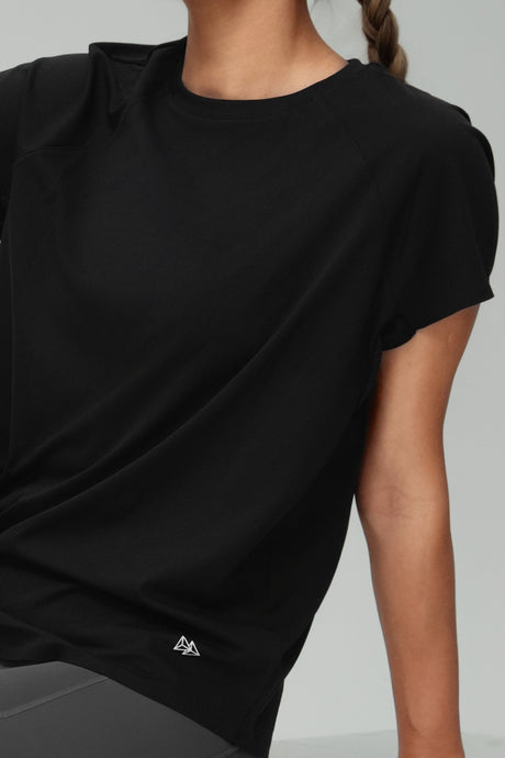 Camiseta cómoda de color liso con espalda de malla en cualquier lugar
