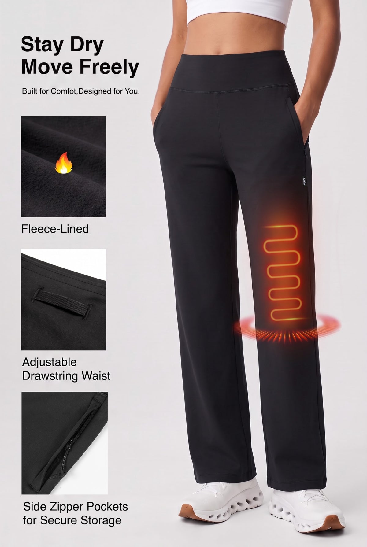 Anywhere Sporthose mit Kordelzug, wasserabweisend, Fleece-Futter, 29 Zoll | Damen-Sporthose