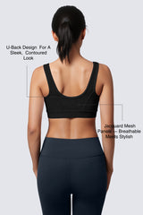 Shift™ Jacquard Mesh Yoga Bra with Wide Straps & Removable Pads | Women's Light Support Sports Bra