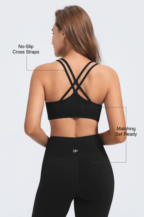 Anywhere™ No-Slip Crisscross Straps Removable Cups Yoga Bra | Women's Light Support Sports Bra Best For Yoga, HIIT
