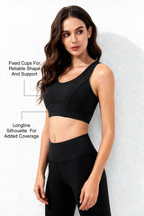Gepolsterter Longline-Yoga-BH mit breitem Unterbrustband | Sport-BH für Damen mit leichter Stützfunktion