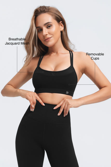 Anywhere™ No-Slip Crisscross Straps Removable Cups Yoga Bra | Women's Light Support Sports Bra Best For Yoga, HIIT