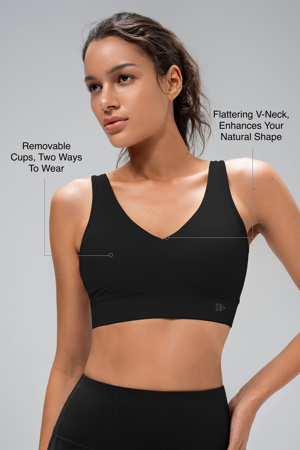 Anywhere™ Removable Cups V-Neck Soft Light Support Bra | Women's Light Support Sports Bra Best For Yoga, HIIT