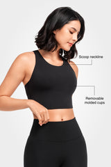 Reggiseno yoga imbottito con scollo a barchetta e spalline sottili | Reggiseno sportivo con supporto leggero da donna