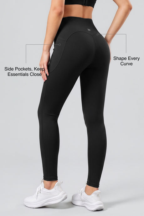 Power High Rise Supportive No Front Seam Pockets Curve Sports Leggings 27 Inch | Women's High Support Leggings