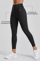 Power High Rise Supportive No Front Seam Pockets Running Leggings 27 Inch | Women's High Support Leggings
