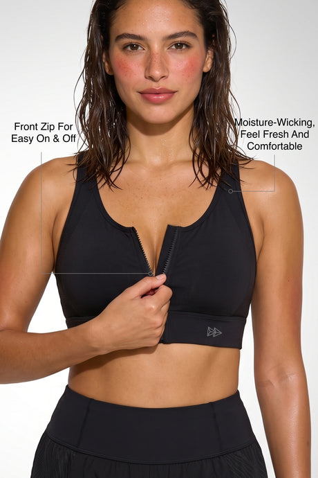 Reggiseno da corsa imbottito con zip frontale Enfold Racerback | Reggiseno sportivo ad alto sostegno da donna