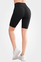 Pantaloncini da ciclista traforati con tasche laterali a vita alta Echo, 8" | Pantaloncini sportivi ad alto supporto da donna