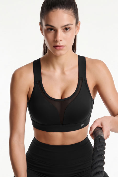 Shift™ Adjustable Straps Breathable Mesh With Sewn-In Pads High Support Sports Bra | High-Impact Support Best For Running, HIIT, Yoga & Training