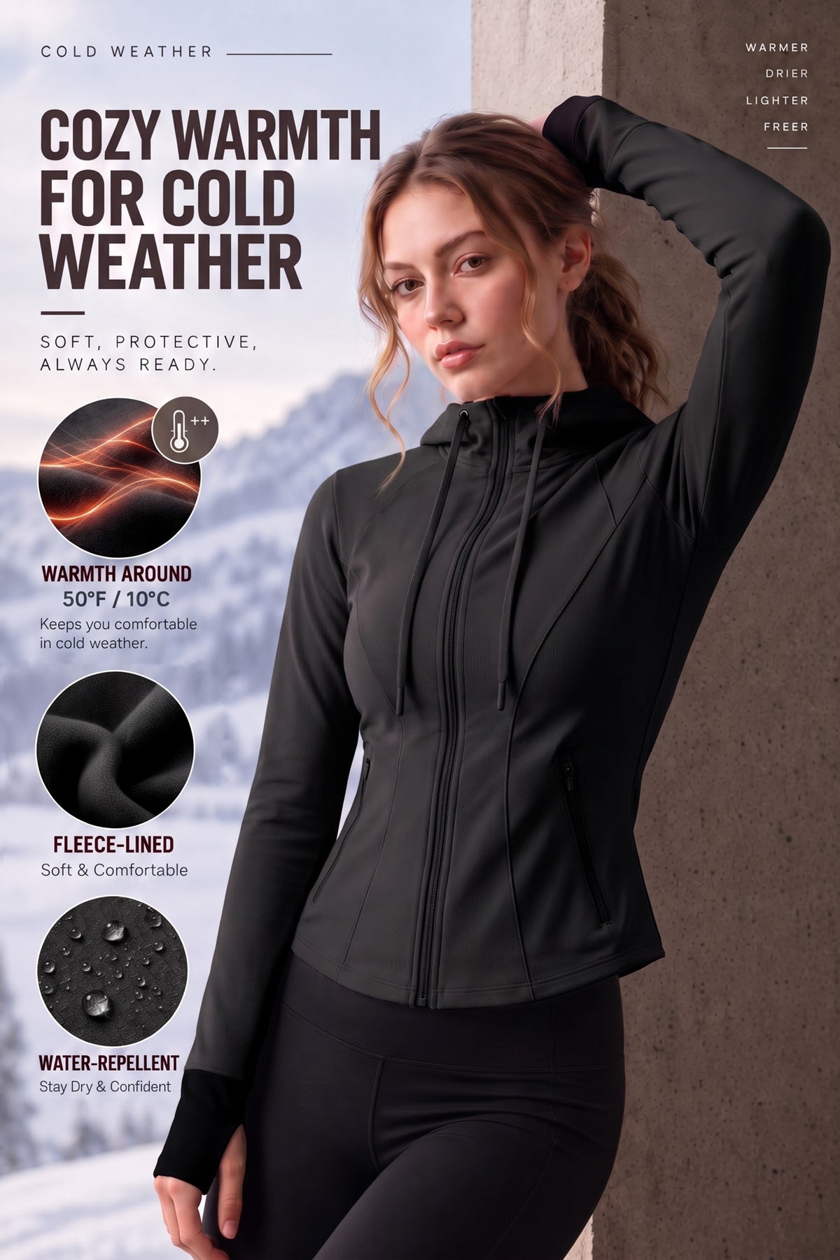 Shift™ Fleece Water Resistant Stretchy Full Zip Jacket | Women's Sports Jacket