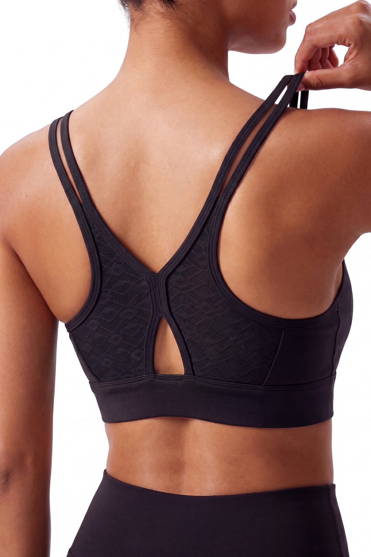 Reggiseno yoga Anywhere con scollo a V e rete a rombi | Reggiseno sportivo leggero da donna