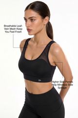 Power™ Yvette High-Support Sculpted Cup Sports Bra with Leaf-Pattern Mesh Back | High-Impact Bounce Control Without Flattening for Running, HIIT & Training