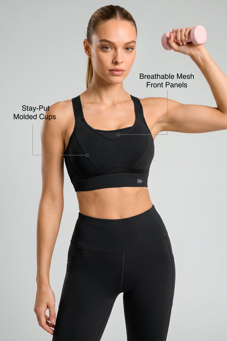 Echo™ Adjustable Straps Breathable Mesh With Sewn-In Pads High Support Sports Bra | Adjustable, bounce-control support for running, HIIT & training