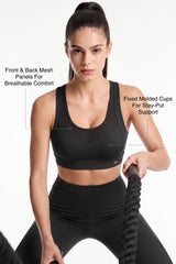 Power™ Breathable Cut Out Mesh With Adjustable Hook Sports Bra | High Support Bra With Adjustable Bounce-Control Support for Running, HIIT & Training