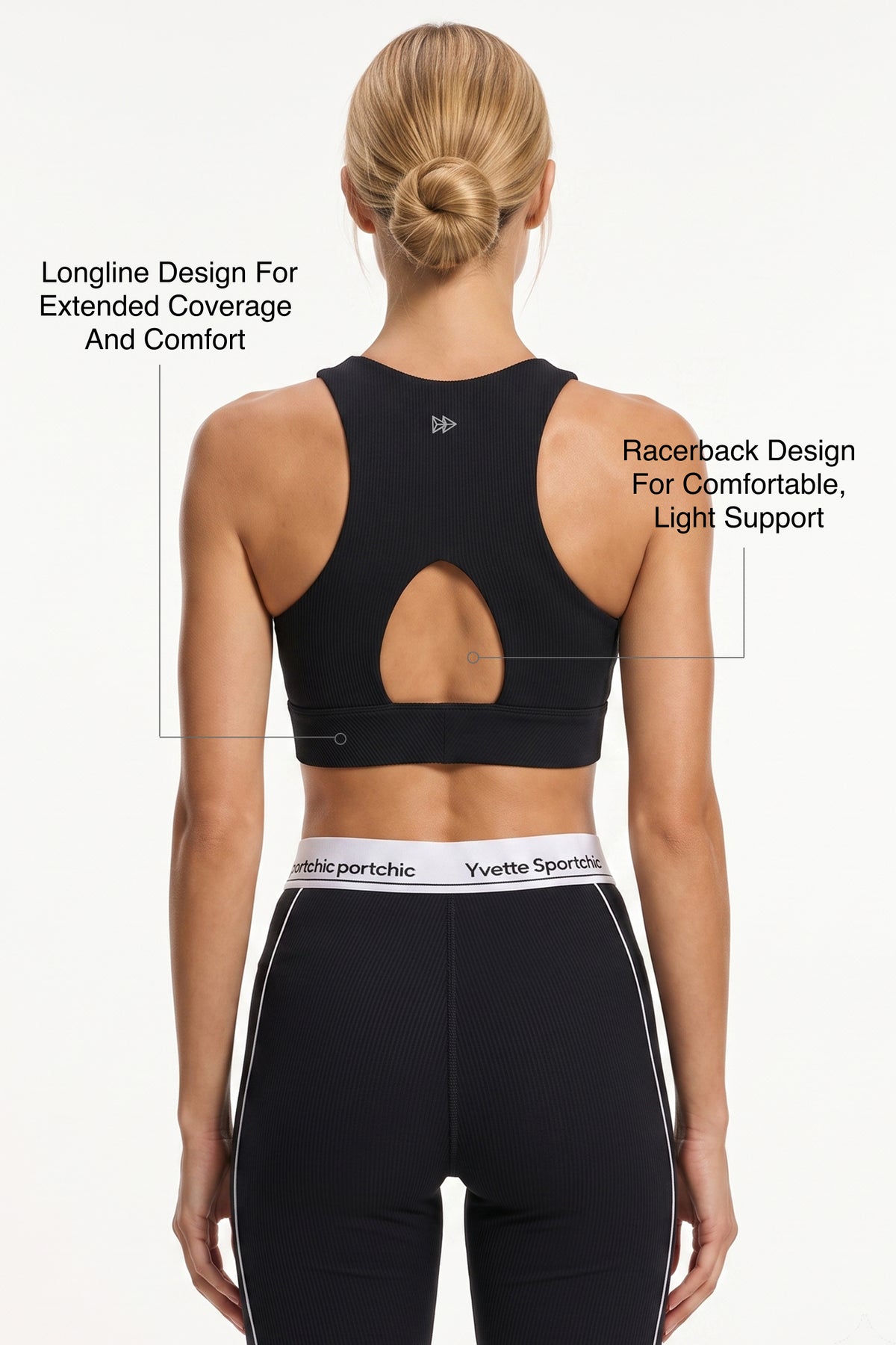Anywhere™ Removable Cups Racerback Longline Light Support Bra | Women's Light Support Sports Bra Best For Yoga, HIIT