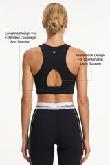 Anywhere™ Removable Cups Racerback Longline Light Support Bra | Women's Light Support Sports Bra Best For Yoga, HIIT