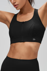 Power™ Zip Front Breathable Racerback Full Coverage High Support Sports Bra