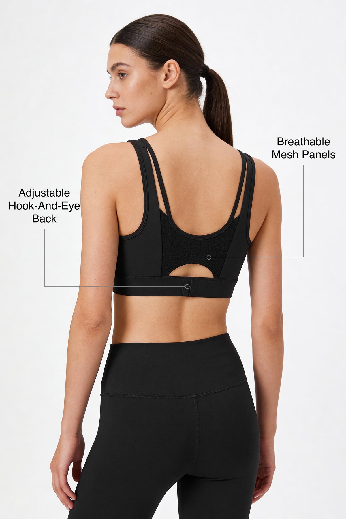 Power™ V Neck Breathable Mesh Hook Sports Bra | High-Impact Bounce Control Without Flattening for Running, HIIT & Training