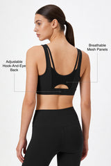 Power™ V Neck Breathable Mesh Hook Sports Bra | High-Impact Bounce Control Without Flattening for Running, HIIT & Training