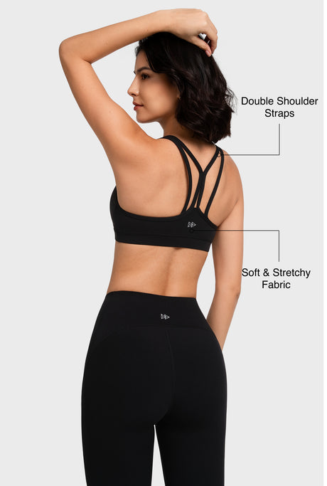 Reggiseno yoga imbottito con scollo a barchetta e doppie spalline | Reggiseno sportivo con supporto leggero da donna