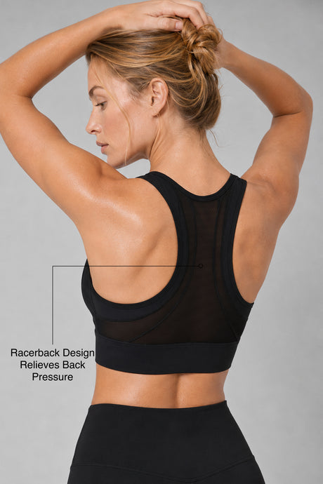 Sculpt Zip Mesh Racerback Vadderad Löpar-BH | Sport-BH med Högt Stöd för Damer