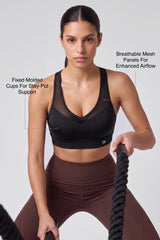 Shift™ Adjustable Straps Breathable Mesh High Support Sports Bra | High Support Bra With Adjustable Bounce-Control Support for Running, HIIT & Training