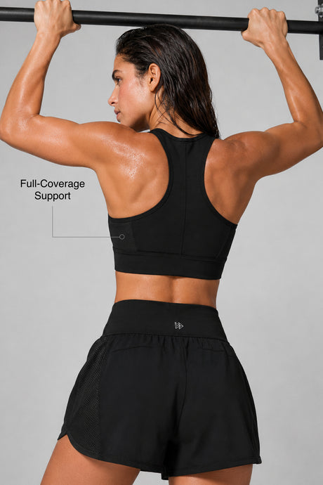 Reggiseno da corsa imbottito con zip frontale Enfold Racerback | Reggiseno sportivo ad alto sostegno da donna