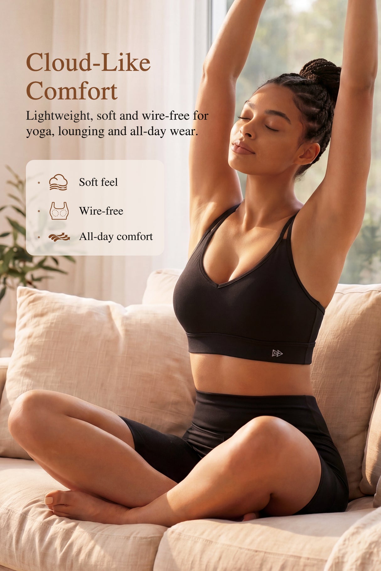 Reggiseno yoga Anywhere con scollo a V e rete a rombi | Reggiseno sportivo leggero da donna
