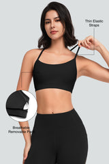 Reggiseno yoga imbottito con scollo a barchetta e spalline sottili Anywhere | Reggiseno sportivo con supporto leggero da donna