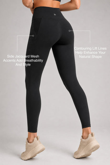 Power™ High Rise No Front Seam Breathable Mesh Running Leggings 25 Inches | Women's High Support Leggings