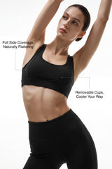Anywhere™ Removable Double-Strap Racerback Breathable Light Support Sports Bra | Women's Light Support Sports Bra Best For Yoga, HIIT