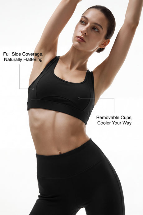 Anywhere™ Removable Double-Strap Racerback Breathable Light Support Sports Bra | Women's Light Support Sports Bra Best For Yoga, HIIT
