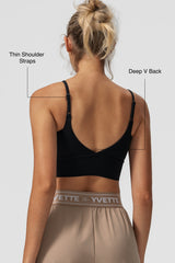 Reggiseno yoga imbottito a coste con scollo a V Echo | Reggiseno sportivo leggero da donna