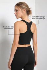 Anywhere™ Full-Coverage Fixed Pads Mesh Longline Yoga Bra | Women's Sports Tank