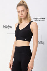 Shift™ Racerback Air Flow Full Coverage V-Neck Support Sports Bra | Women's Medium Support Sports Bra Best For Yoga, HIIT