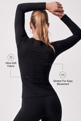 Completo intimo termico Shift super morbido ed elasticizzato in tinta unita | T-shirt a maniche lunghe da donna