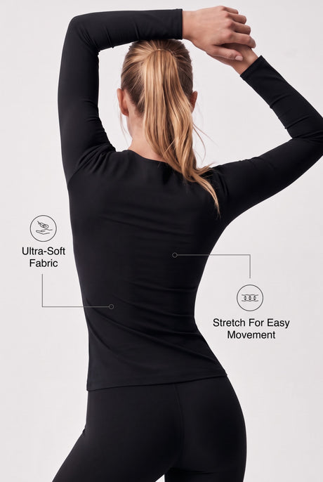 Shift Supermjukt och stretchigt, enfärgat termoset | Långärmad t-shirt för kvinnor - image 2