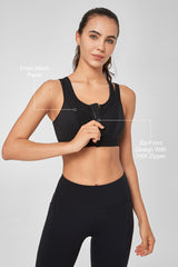 Reggiseno da corsa imbottito Enfold Zip Mesh Racerback | Reggiseno sportivo ad alto sostegno da donna