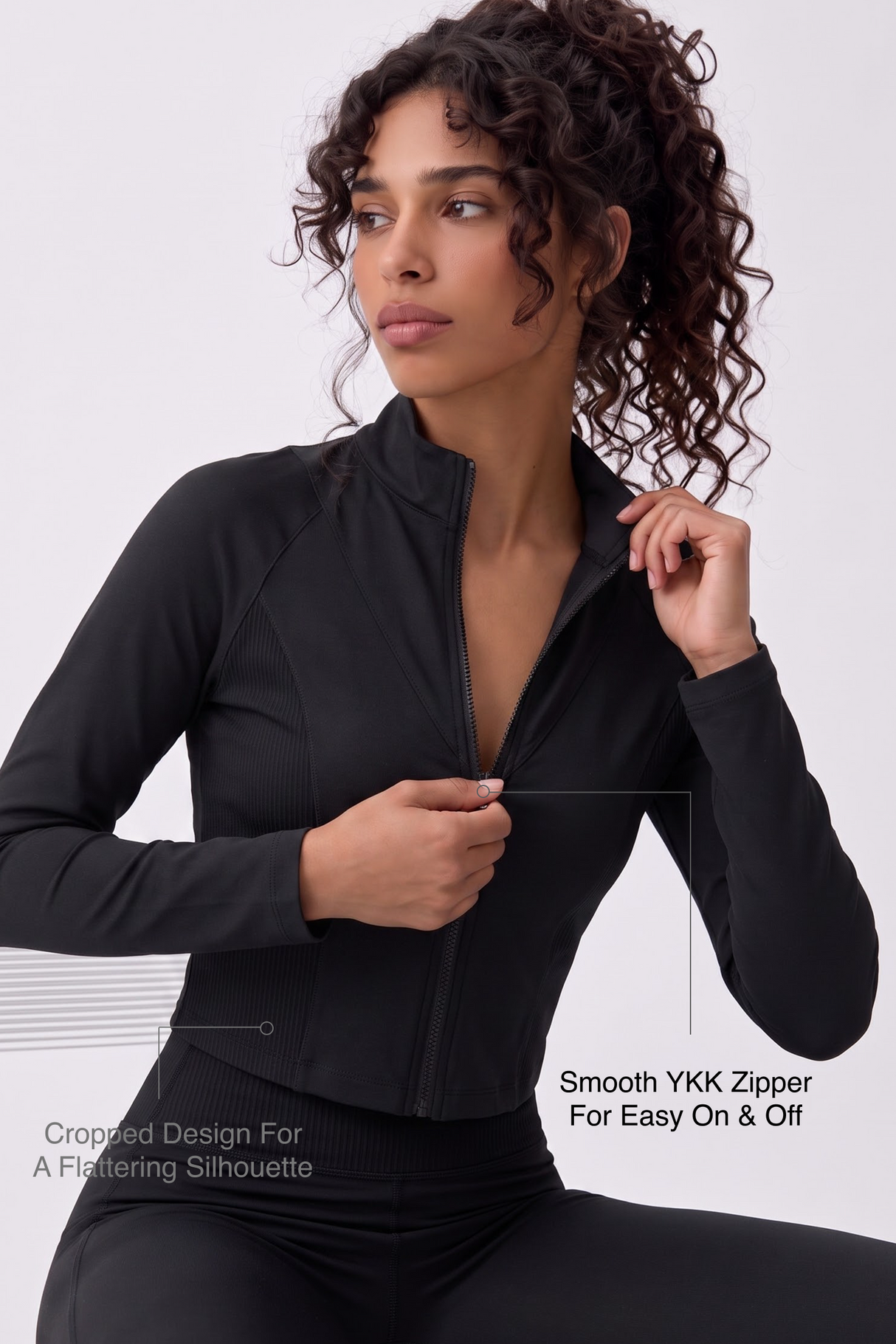Anywhere™ Cropped Mock Neck Zip-Up Jacket | Women's Light Support Jackets