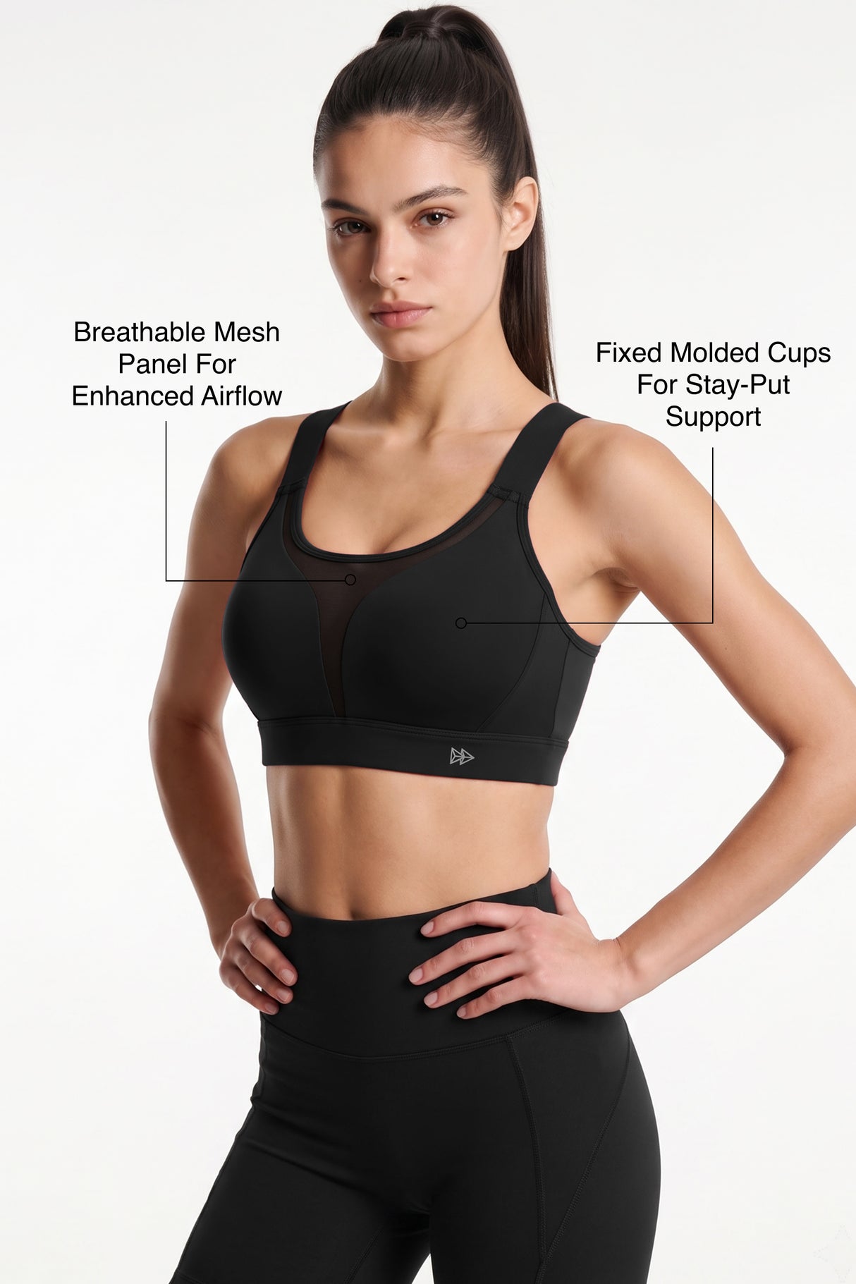 Shift™ Adjustable Straps Breathable Mesh With Sewn-In Pads High Support Sports Bra | High-Impact Support Best For Running, HIIT, Yoga & Training