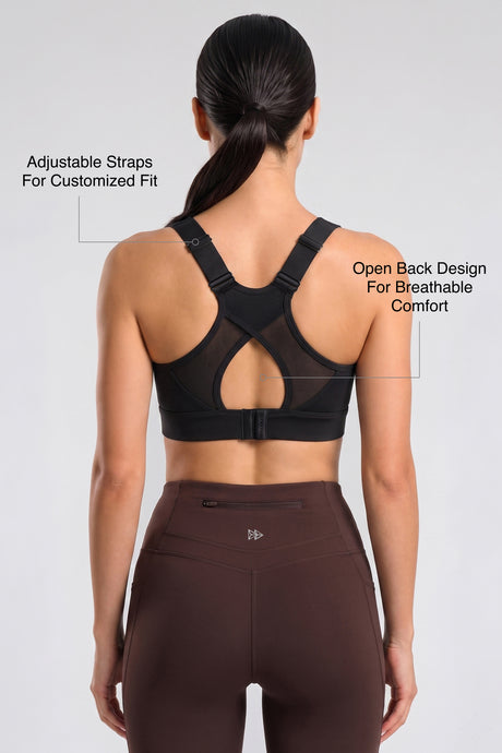 Shift™ Adjustable Straps Breathable Mesh High Support Sports Bra | High Support Bra With Adjustable Bounce-Control Support for Running, HIIT & Training