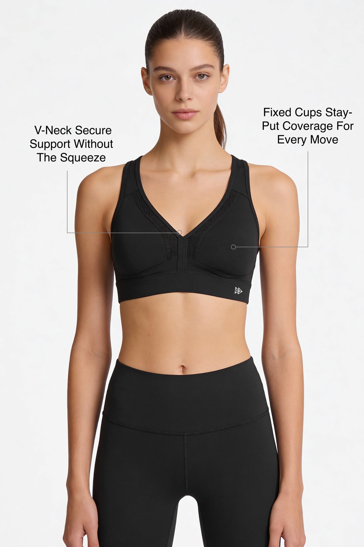 Power™ V Neck Breathable Mesh Hook Sports Bra | High-Impact Bounce Control Without Flattening for Running, HIIT & Training