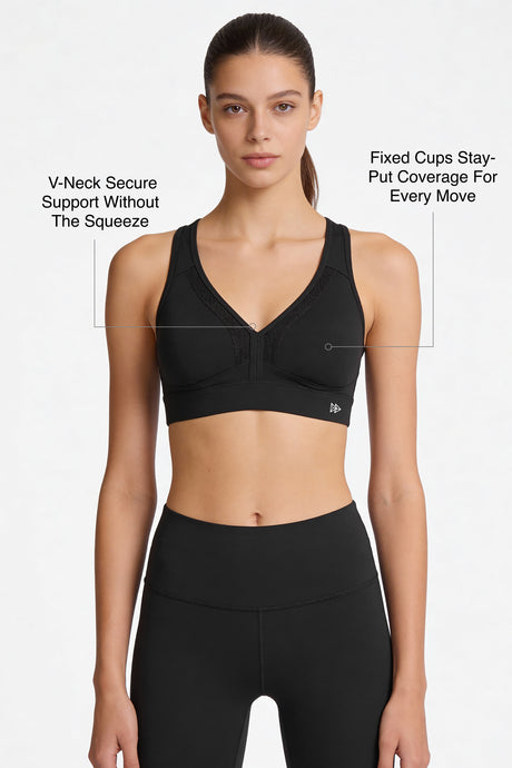Power™ V Neck Breathable Mesh Hook Sports Bra | High-Impact Bounce Control Without Flattening for Running, HIIT & Training - image 15