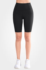 Pantaloncini da ciclista traforati con tasche laterali a vita alta Echo, 8" | Pantaloncini sportivi ad alto supporto da donna
