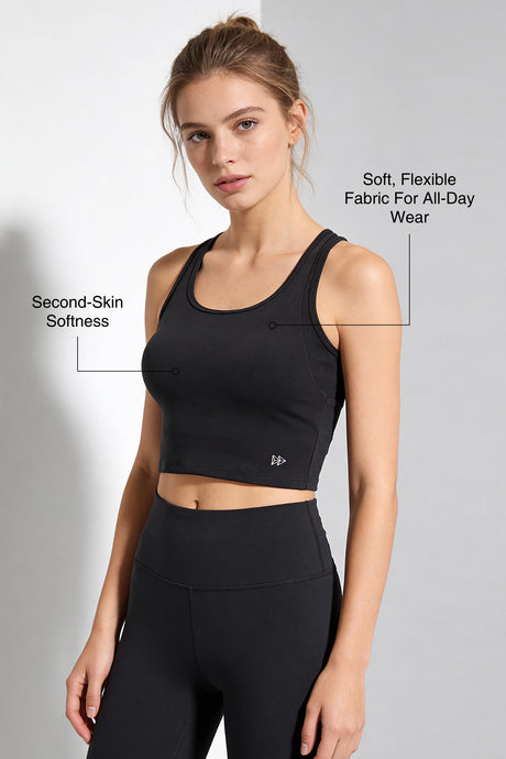 Anywhere™ Full-Coverage Fixed Pads Mesh Longline Yoga Bra | Women's Sports Tank