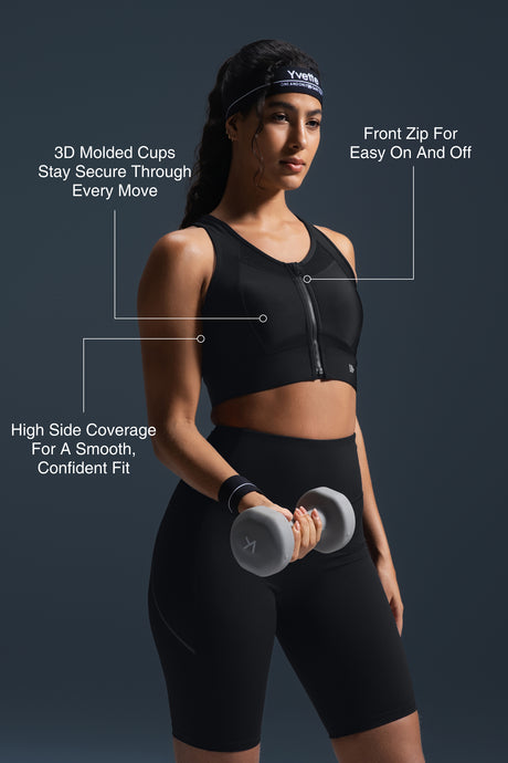 Sculpt™ Zip Front Breathable Racerback High Support Running Bra | Women's High Support Sports Bra