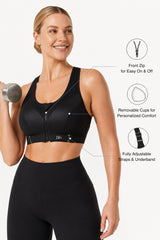 Power™ Zip Front Adjustable High Support Sports Bra | Women's High Support Sports Bra