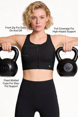 Power™ Front-Zip Jacquard Mesh Longline Sports Bra | High-Impact Support for Running, HIIT & Training