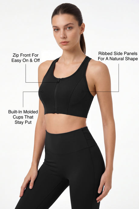 Echo™ Zip Front Air Flow Mesh Full Coverage High Support Sports Bra | Women's High Support Sports Bra