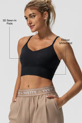 Reggiseno yoga imbottito a coste con scollo a V Echo | Reggiseno sportivo leggero da donna